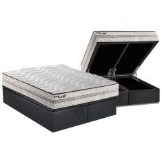 Cama Box Baú Queen: Colchão Espuma Paropas D33 Pasquale Plus Euro Pillow + Base Gray(158X198)