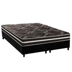 Conjunto Box Queen Colchão Anatômico Paropas D28 Master Ag80 Black Double Face 17 + Base Crc Suede Black (158x198)