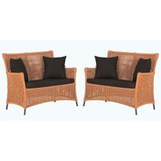 2 Sofás área Externa Igapó Alumínio Marrom Corda Náutica E9 Terra Cota