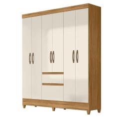 Guarda Roupa Casal New Cuba 6 Portas Freijó Off White - Moval