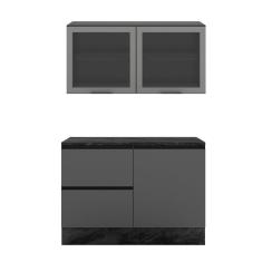 Cozinha Compacta Armário Vidro Balcão Etna Poliman Móveis