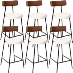 Kit 06 Banquetas Baixa Cozinha Sala De Jantar Milão L02 material sinté