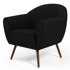 Poltrona Decorativa com Pés Palito Nina D02 Material Sintético Preto C