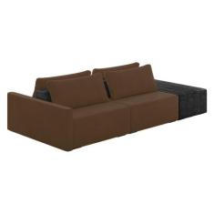 Sofá Ilha 2 Lugares Living 272cm Modulado Sala Lary Veludo/PU Pto K01 