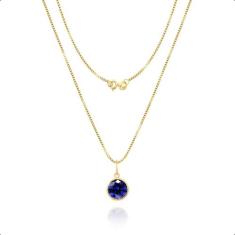 Corrente Colar Feminino Veneziana Ouro18k 45cm + Pingente Ponto De Luz