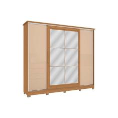 Guarda Roupa Casal CB01N565 4 Portas de Correr 4 Gavetas MDP Canela-macadamia Kappesberg