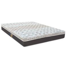 Colchão Casal Castor Sleep Class Híbrido com Euro Pillow e Molas Ensacadas 25x128x188 cm - Branco, Cinza e Marrom