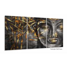 Quadro Buda Decorativo Para Recepção Em Tecido Moderno Gold