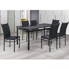 Conjunto Sala de Jantar Mesa com 6 Cadeiras Liana Siena Móveis Preto