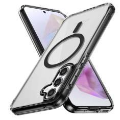 Lunivop Capa rígida para Samsung Galaxy A35 5G [compatível com Magsafe] Capa magnética resistente a amarelamento transparente para A 35 16.8 cm 2024 Rugged Best Phone Cases Preto