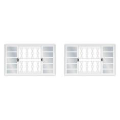 Kit com 2 Janelas de Aço de Correr 100x120cm 4 Folhas com Grade Minas Sul MGM Branco