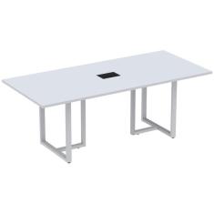 Mesa De Reunião Com Caixa De Tomada Retangular 200x90 Cm Pé T