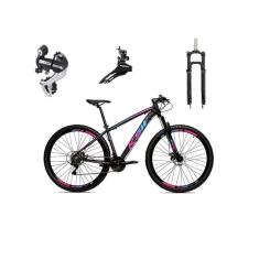 Bicicleta Aro 29 Ksw Xlt 24v Câmbio Shimano Acera K7 Garfo Trava Freio A Disco - Preto-pink-azul Tam.17