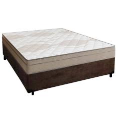 Cama Box Casal Suede + Colchão de Molas Ensacadas Portobel Ipanema - 138x188x65cm