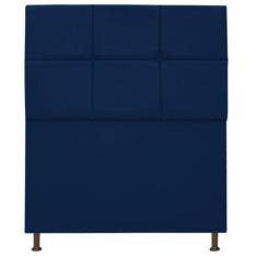 Cabeceira Estofada Damares 90 cm Solteiro Com Botonê  Suede Azul Marin