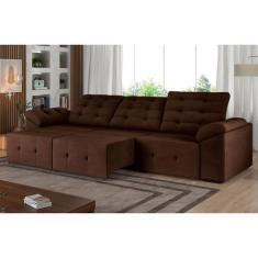 Sofá 5 Lugares 260 Cm Retrátil Reclinável D26 Mola Brasil Suede Marrom