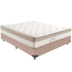 Cama Box Bege E Colchão King Best Bege Molas Ensacadas Casal Anjos