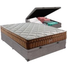 Cama Box Baú E Colchão Anjos Star Pillow In Molas Ensacadas Casal Anjos Casal Cinza
