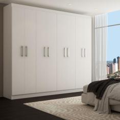 Guarda-Roupa Casal Ele e Ela 8 Portas 8 Prateleiras Malbec Branco Fosc
