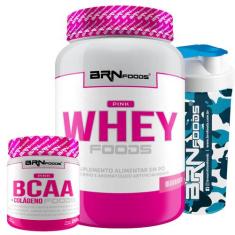 KIT Pink Whey Foods 2kg + Pink BCAA c/ Colágeno Foods 250g + Coquetele