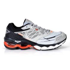 Tenis Esportivo Corrida Masculino Prata Basico Confortavel Wave Force 