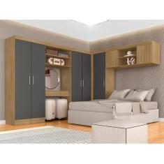 Guarda Roupa Casal Modulado Sarah Boreal/grafite - Móveis Arapongas - 