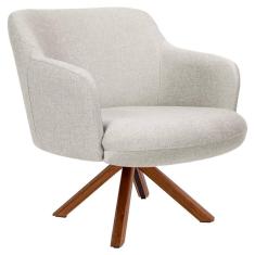 Poltrona Decorativa Giratória Base Giromad Madeira Jade C-107 Linho Bege - Domi