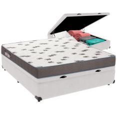 Cama Box Baú Branco E Colchão Light Espuma D33 Casal Ortobom