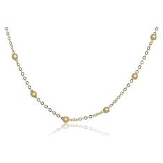 Colar Corrente Com Bolinhas Folheado Em Ouro 18k