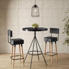 Conjunto Mesa Bistrô e 2 Banquetas Barcelona Salaone Preto/Marrom