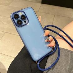Armor Transparent Shockproof Crossbody Colar Lanyard Clear Soft Case For iPhone 13 14 Pro Max 12 11 X XR 7 8 14Plus Cover,Blue,For iPhone 11