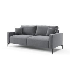 Sofá Unne 3 Lugares com Molas Ensacadas Linho Grafite 200 cm