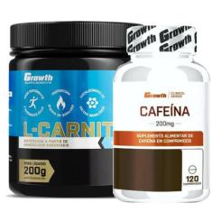 Cafeina Pura 200Mg 120 Caps + L-Carnitina Em Pó 200G Growth