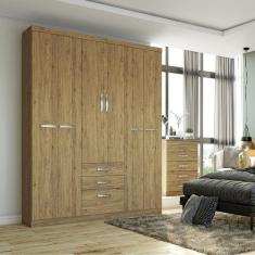 Roupeiro Guarda Roupa Casal Quarto 6 Portas 3 Gavetas Econ