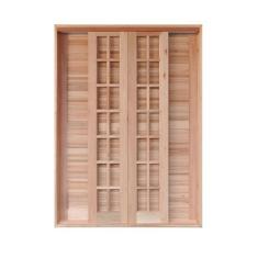 Portal Correr Veneziana 6 Folhas Mista Reto com Fechadura 1,40 X 2,10 Rodam Natural