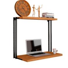 Escrivaninha Suspensa Industrial Milos Preto/cina - Moveis Arapongas Preto Fosco/cinamomo