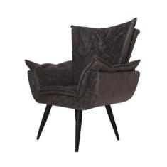 Poltrona Decorativa Emília Aba Pés Palito Suede - DS Móveis - DS Estof