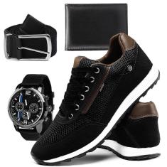 Tênis Masculino Sapatênis Legitimo Jogger Kit Com Relógio Carteira e Cinto-Masculino