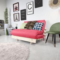 Futon Casal Tokio Sofa Cama Goiaba Com Madeira Maciça