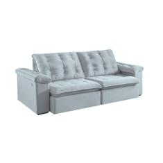 Sofá 5 Lugares Retrátil e Reclinável Itaguaí Veludo Cinza 290 cm