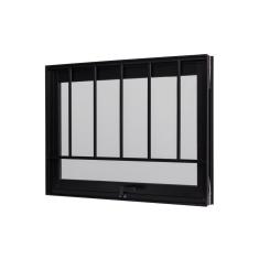 Janela De Alumínio Maxim-ar 60x60cm Com Grade E Vidro Boreal Ultral Ramassol Preto