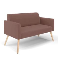Sofá Namoradeira Pés Palito Natural Marisa Veludo Rosê D03 - D`Rossi