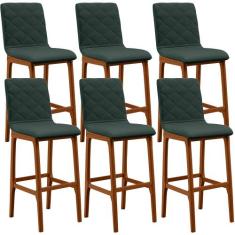 Kit 06 Banquetas Altas Para Cozinha Sala de Jantar Fixa Zoe L02 Linho 