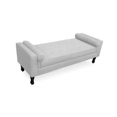 Recamier Calçadeira Fênix Baú Estofado Quarto King 195cm Suede Branco - LM DECOR
