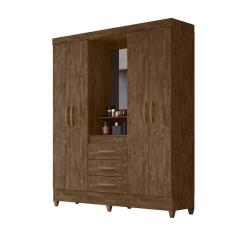 Guarda-Roupa Capelinha 4 Portas e 3 Gavetas Capri Branco/Rosa Moval 
