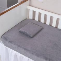 Jogo De Lençol Soft Cinza Para Mini Berço 2 Peças