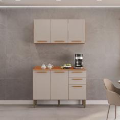 Cozinha Compacta 2 Peças 6 Portas 2 Gavetas Bella Cinamomo/Off White