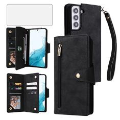 Asuwish Capa de telefone para Samsung Galaxy S23 5G capa carteira e protetor de tela de vidro temperado couro flip porta-cartão de crédito suporte acessórios celular S 23 23S GS23 G5 SM-S911U 6,1