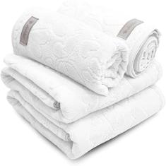 Jogo de Toalhas 2 de Banho e 2 de Rosto Aveludada Jacquard Döhler Romance Branco