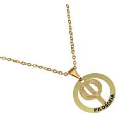 Colar Minha Profissão Filosofia Filosofo Folheado Ouro 18k